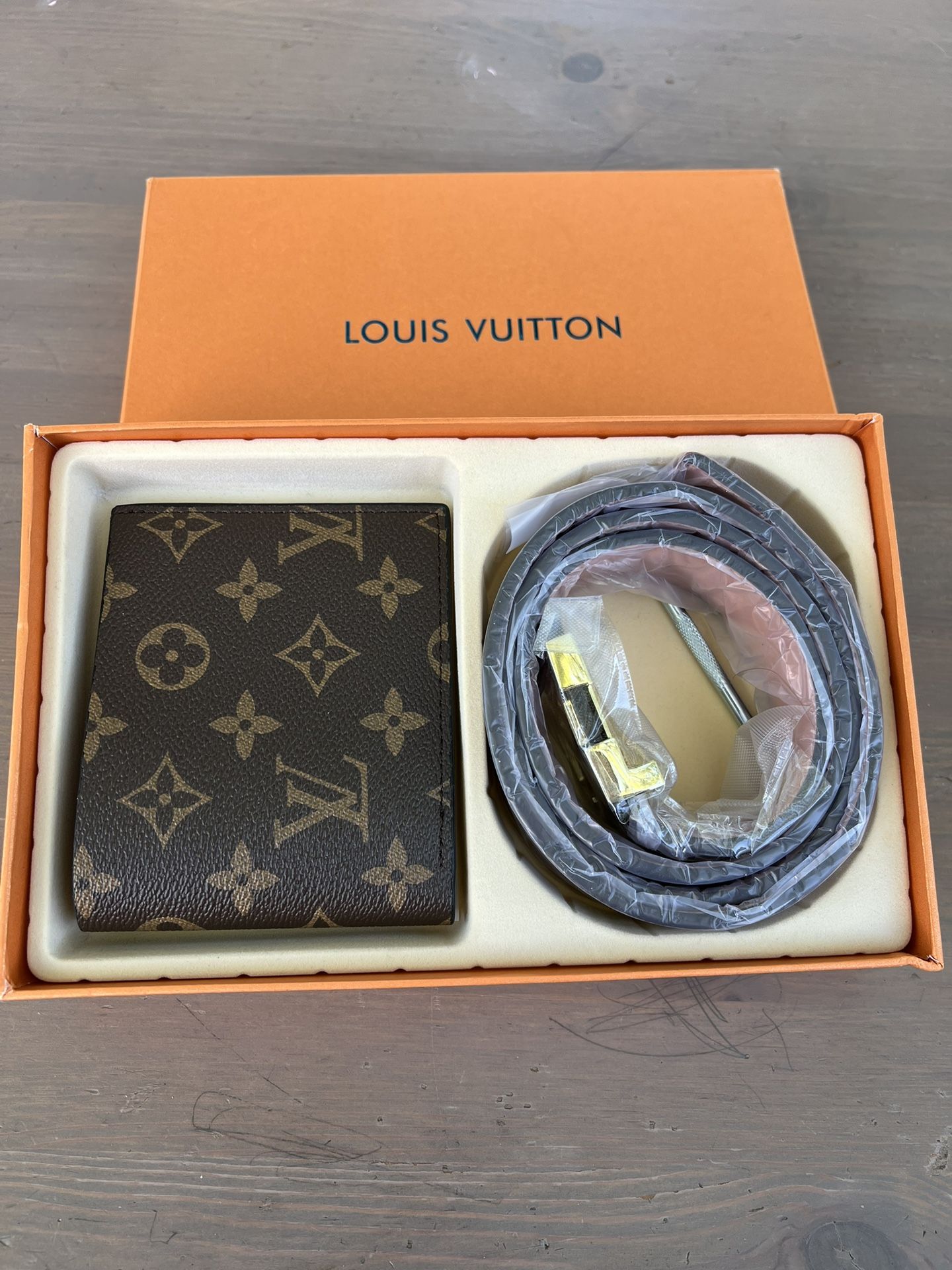 High-quality wallet and belt set LV, Gucci, Hermes