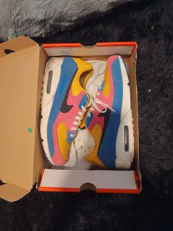 Nike Air Max 90 Retro "Multicolor Suede" - Pink / Yellow / Blue - Men's Size 12