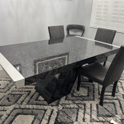 Black/Silver Dining Table