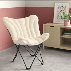Dorm Butterfly Chair Faux Shearling Cream