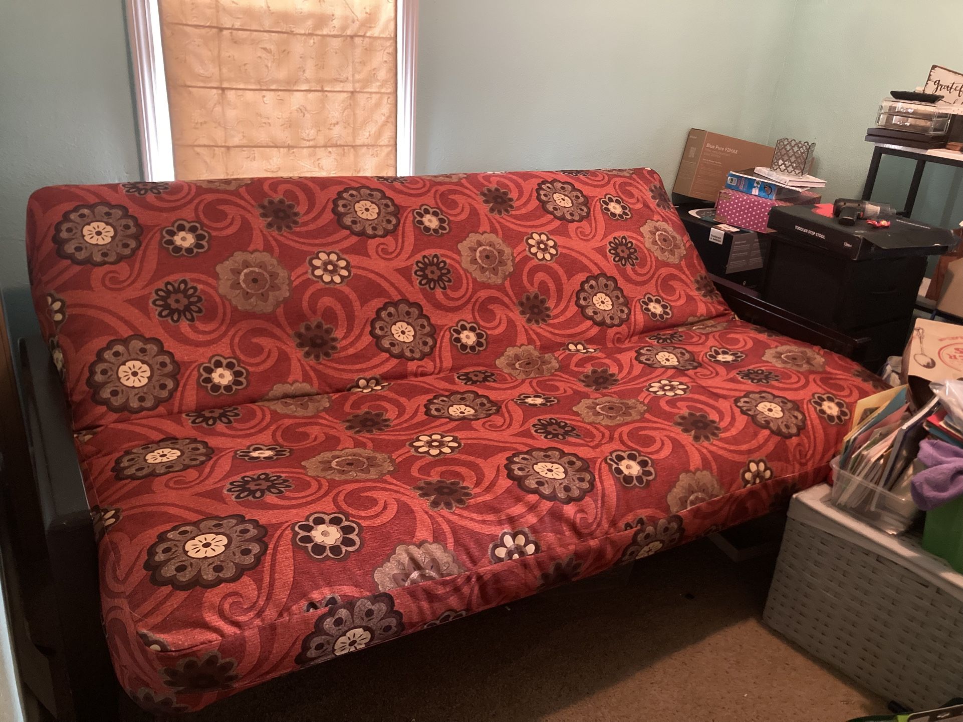Gently Used Futon Mattress And Dark Wood Frame