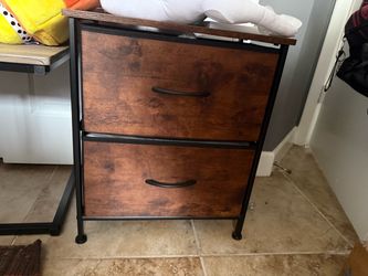 Wood/Fabric Side Table 2 Drawers