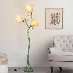 Flower Floor Lamp for Living Room, Tall Flower Reading lamp with Flexible Neck Shaft for Bedroom Decor, Modern Corner Floor Lamps with 3-Color Tempera