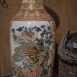 Beautiful large embossed hand painted Antique vase