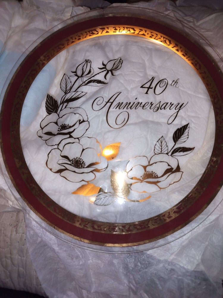 Vintage traditional Japanese chokin 40th anniversary palyted gilding with 24k and silver