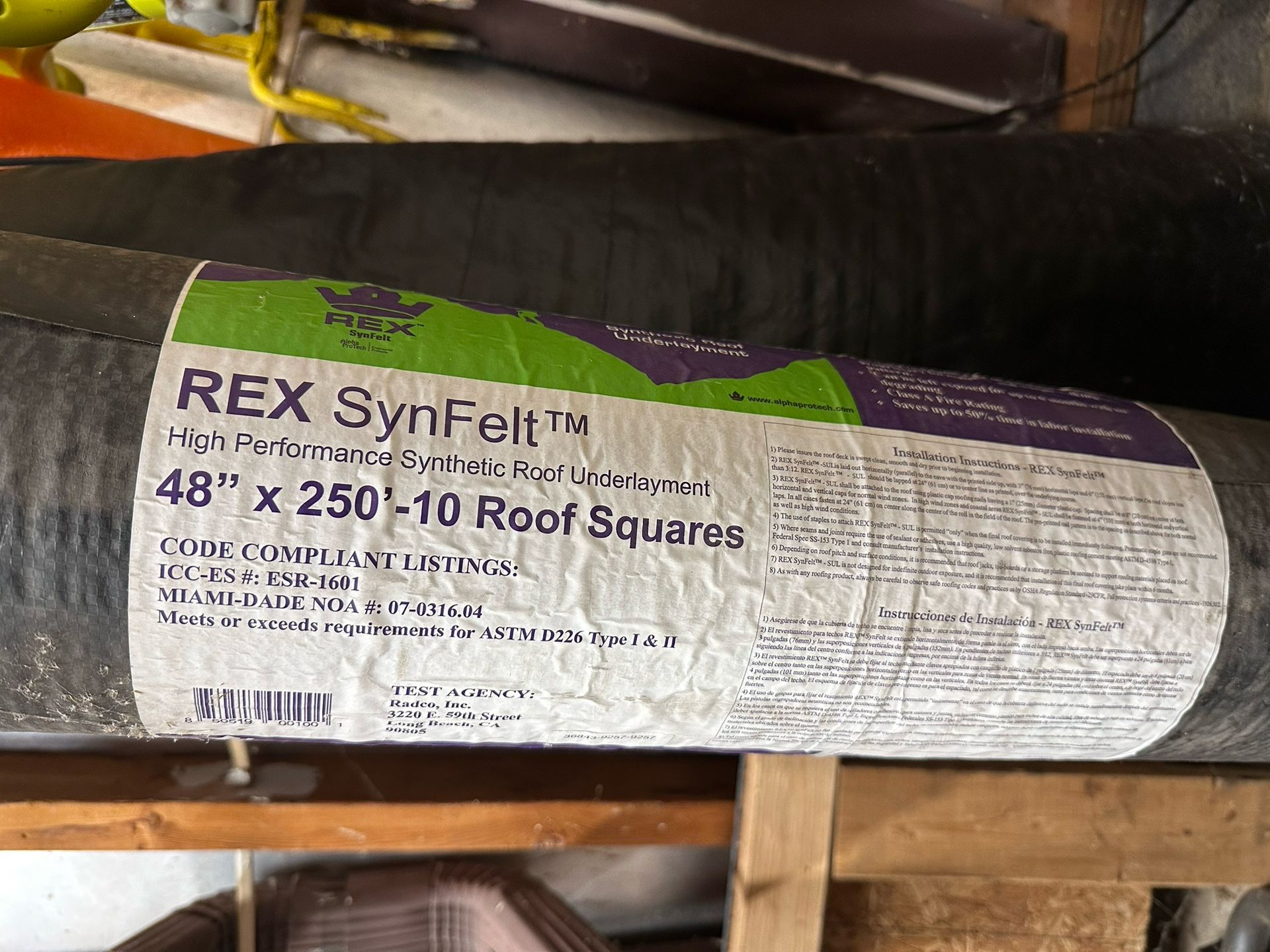 Rex Synfelt Roof Underlayment (1 And 3/4 Rolls)
