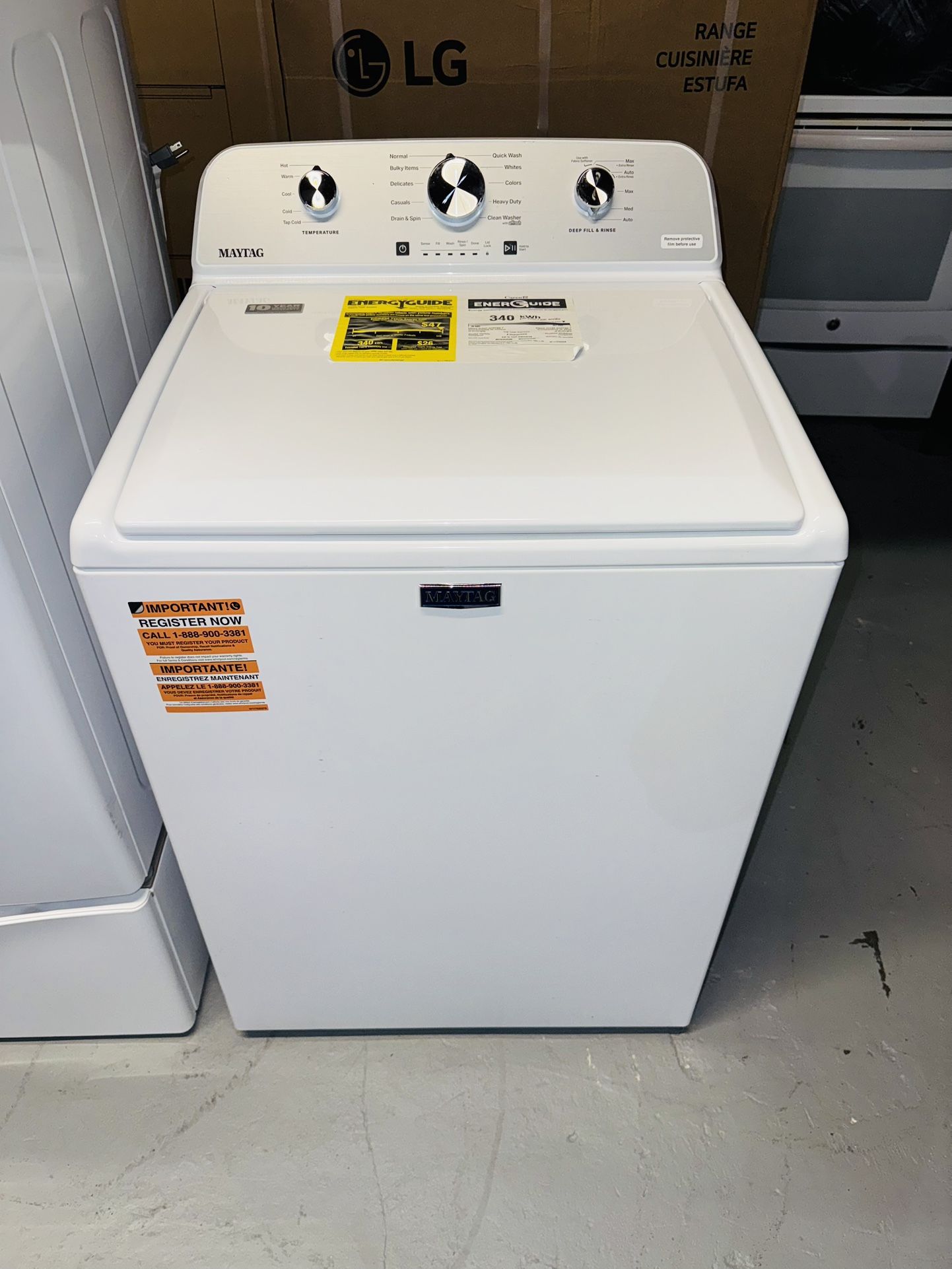 Maytag washing machine, a receipt for a 60-day warranty