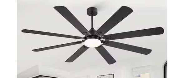 Hinnixy 72 in. Indoor/Outdoor Black LED Ceiling Fan with Light Kit and Remote