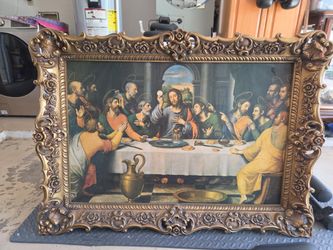 Last Supper Print in Ornate Gold Frame