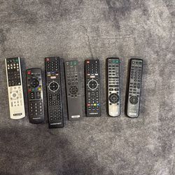 Lot of 7 TV/DVD/VHS Remotes – Sony, Panasonic, Element – Mixed Bundle