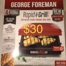 George Foreman Rapid Grill Series 4-Serving Removable Plate Electric Indoor Grill and Panini Press - Red