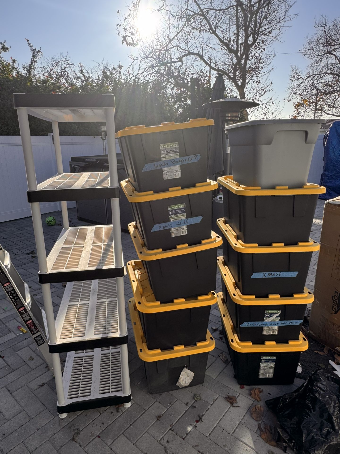 Storage Bin And White Storage Rack 