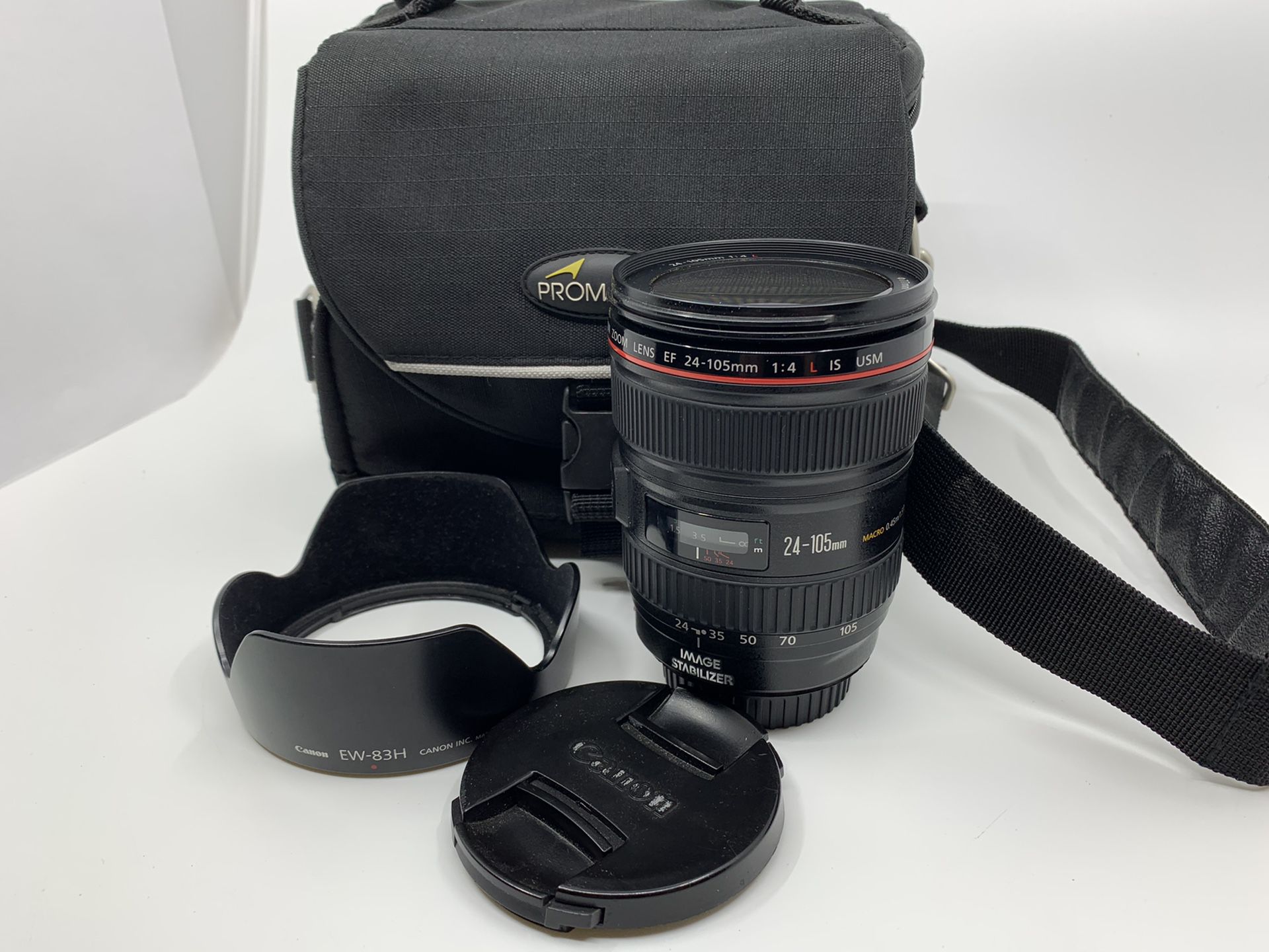 Canon EF 24-105mm f/4 L IS USM Lens W/ Hood And Extras