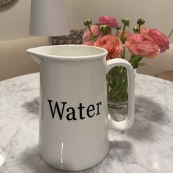 Ceramic Water Pitcher - "Water" printed on pitcher