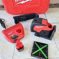 Milwaukee 12V Green 125 ft. Cross Line and Plumb Points Laser Level Kit