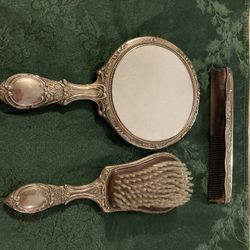 Vintage Sterling Silver Vanity  3pc Set