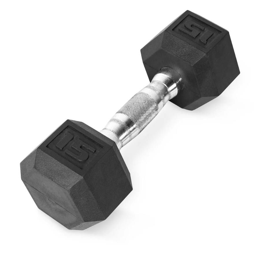 CAP Barbell, 15lb Rubber Hex Dumbbell, Single