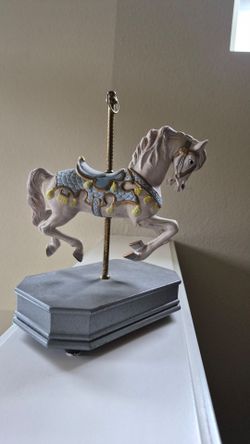 Porcelain Carousel Horse Music Box