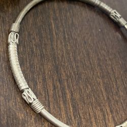 Vintage BALI Silver - Vintage Swirl Wire Wrapped Bangle Bracelet