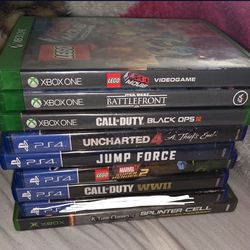 5 PS4 games, 3 Xbox One games, 1 Xbox 360 game, 1 original Xbox game