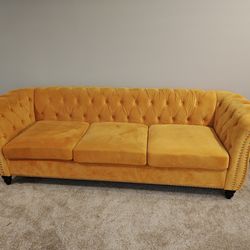 Yellow velvet couch set