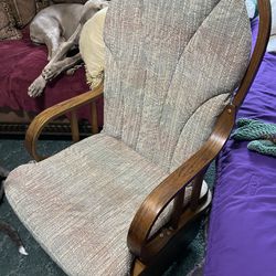 Wooden Glider Rocker With Cushions