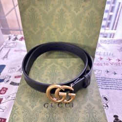 Belt Classic Double G Black Genuine Leather 