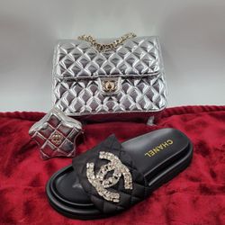 SLIDES AND PURSE/BACKPACK 