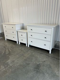 2 white Dressers