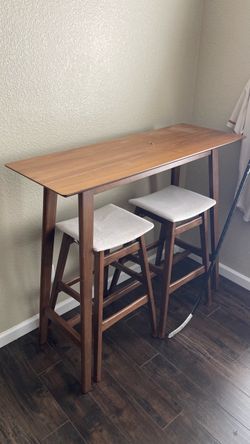 Wood Bar-Height Table with 2 Matching Stools