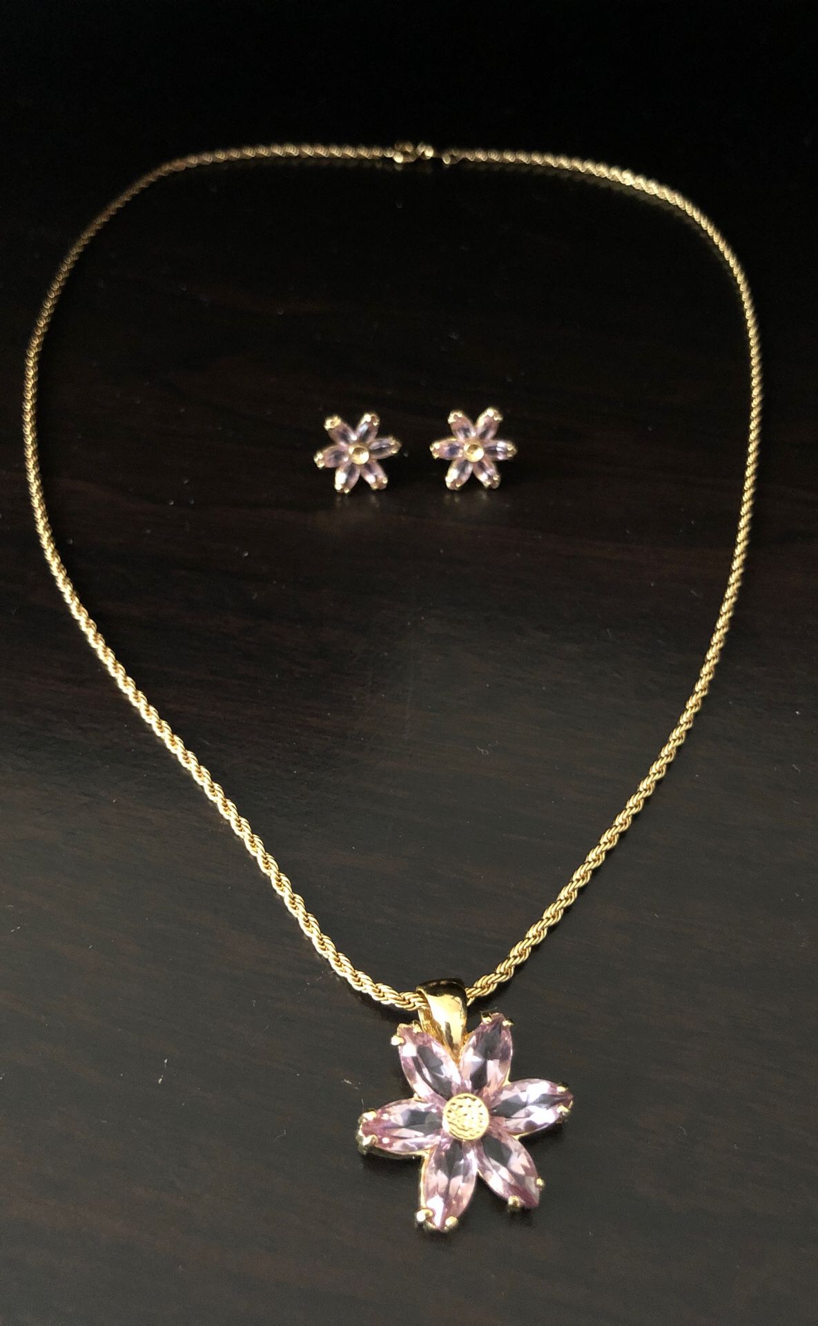 Brazilian 18k gold filled necklace & earrings