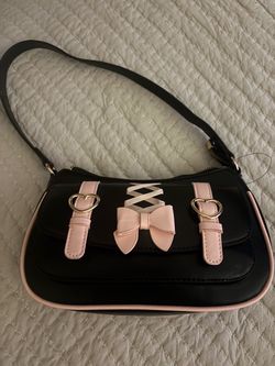 Black and Pink Bow Shoulder Bag