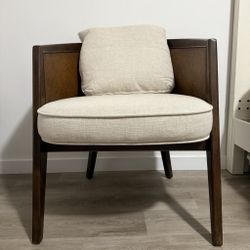 ARHAUS Nadine Chair with Brown Cane Frame and Neutral Upholstery