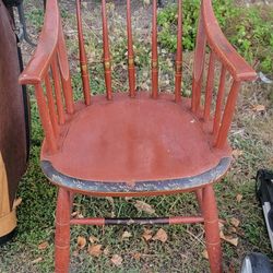 Vintage Wooden Chair with Painted Design