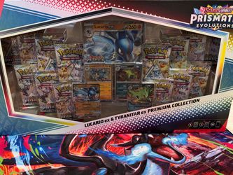 Pokemon Prismatic Evolutions Lucario & Tyranitar ex Premium Collection