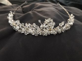Crystal Wedding Tiara with Rhinestone Flowers