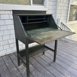 Vintage Solid Wood Secretary Desk - Compact 28" Wide