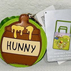 2025 Disney Parks Winnie The Pooh Hunny Pot Bag Charm Keychain Packable Tote New