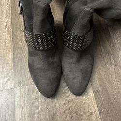 Michael Kors Brody Over The Knee Boot Stretch Faux Suede Velvet Charcoal Sz 8