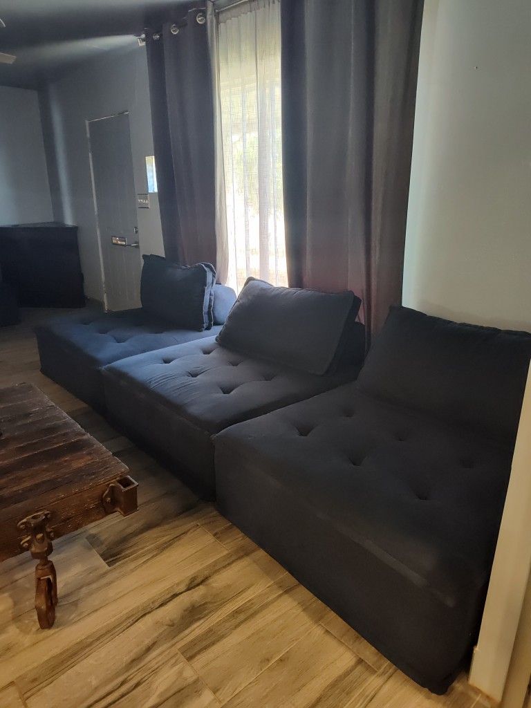 Ashton Navy Modular Armless Sectional (6 pieces)
