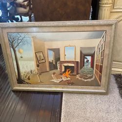 Incredibly unique Deminique Appia Entre les Trons de la Memoire  43” x 30” wood frame $195