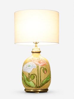 Vintage Hand-Painted Botanical Floral Ceramic Table Lamp by Chapman, c.1980's - Delivery Available