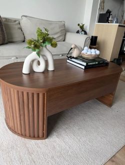 Oval Fluted Wood Coffee Table. Delivery Available