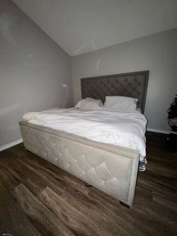 King bed frame with headrest