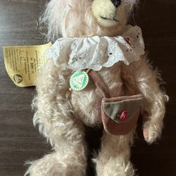 Vintage Hermann Ursula's Birthday Teddy Bear Pink Germany #880 of 1200 12"T