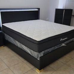 Black Bedroom Set 3 Pcs New Led Lights Black Bedroom 