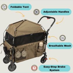 Foldable Pet Wagon with removable Tent-Open Box