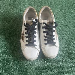 Golden Goose Super-Star Sneakers – Leopard Star & Gold Heel – Size 39