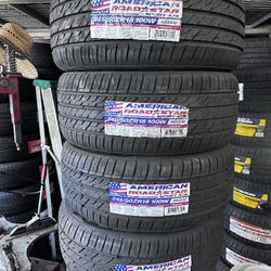 SET OF FOUR NEW TIRES 245/50/18 AMERICAN ROADSTAR, INCLUDING MOUNT AND BALANCE, ASK FOR SIZE AND BRANDS