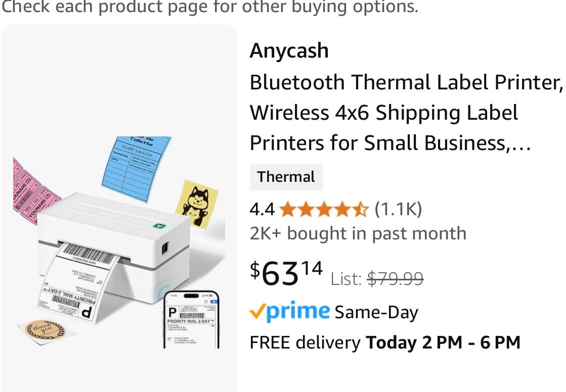 Bluetooth Thermal Shipping Label Printer New